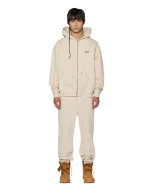 ZIPPED DENIM HOODIE ECRU