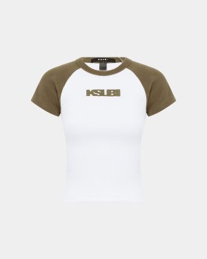 KSB BABY RINGER SS TEE KHAKI/WHITE