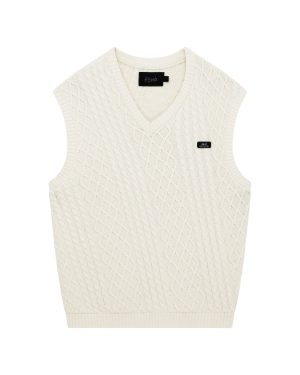 TURNCABLE KNIT VEST VINTAGE WHITE