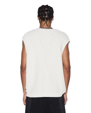 TURNCABLE KNIT VEST VINTAGE WHITE