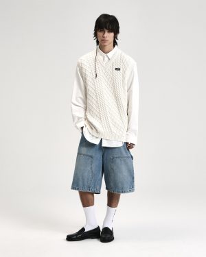 TURNCABLE KNIT VEST VINTAGE WHITE