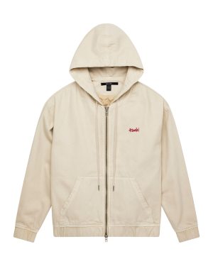 ZIPPED DENIM HOODIE ECRU