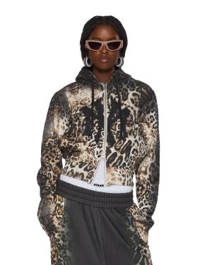MOWALOLA ZIP HOODIE CHEETAH