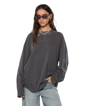 SOTT BOYFRIEND LS TEE CHARCOAL
