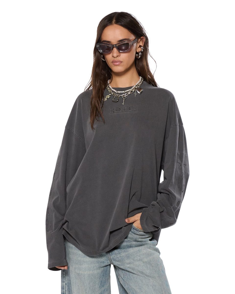 SOTT BOYFRIEND LS TEE CHARCOAL